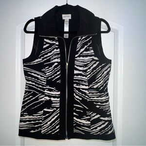 Zenergy by Chicos Women's Black White Casual Zip Up Vest Sz Chicos 0/ Women's 4
